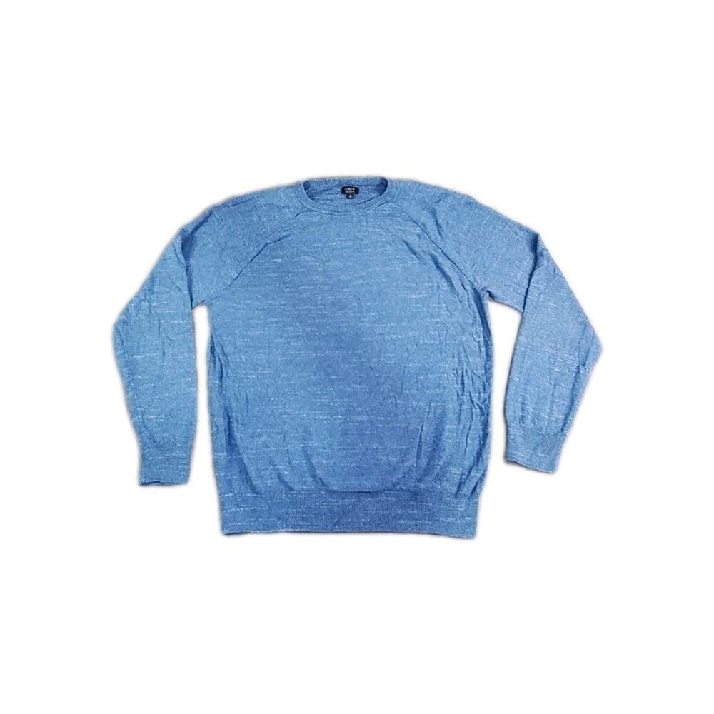 J.Crew Size L Factory Raglan Crewneck Sweater Heather Blue Men’s 100% Cotton C20